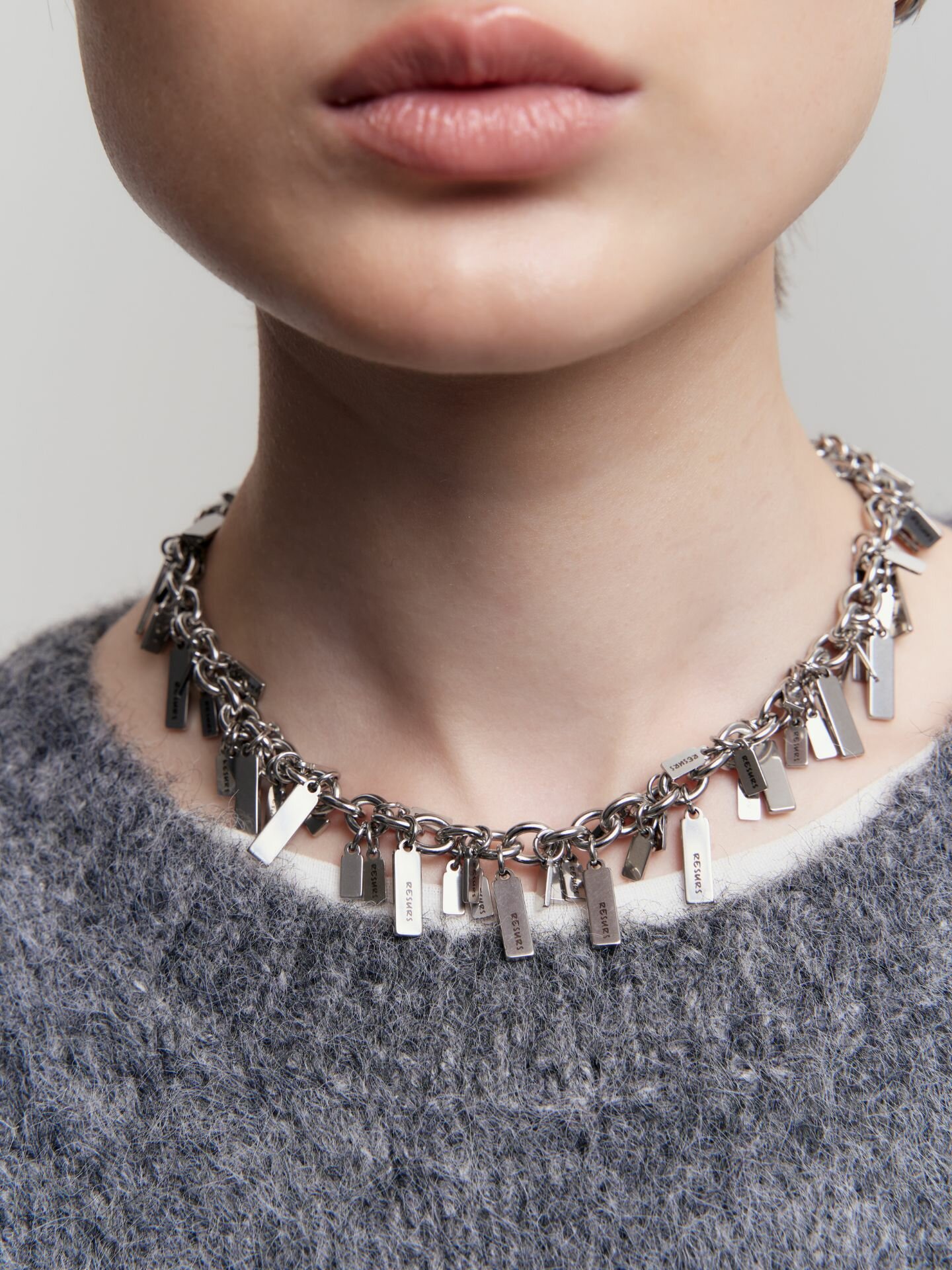 Чокер RESURS, длина 41 см, серый, серебряный — фото 1