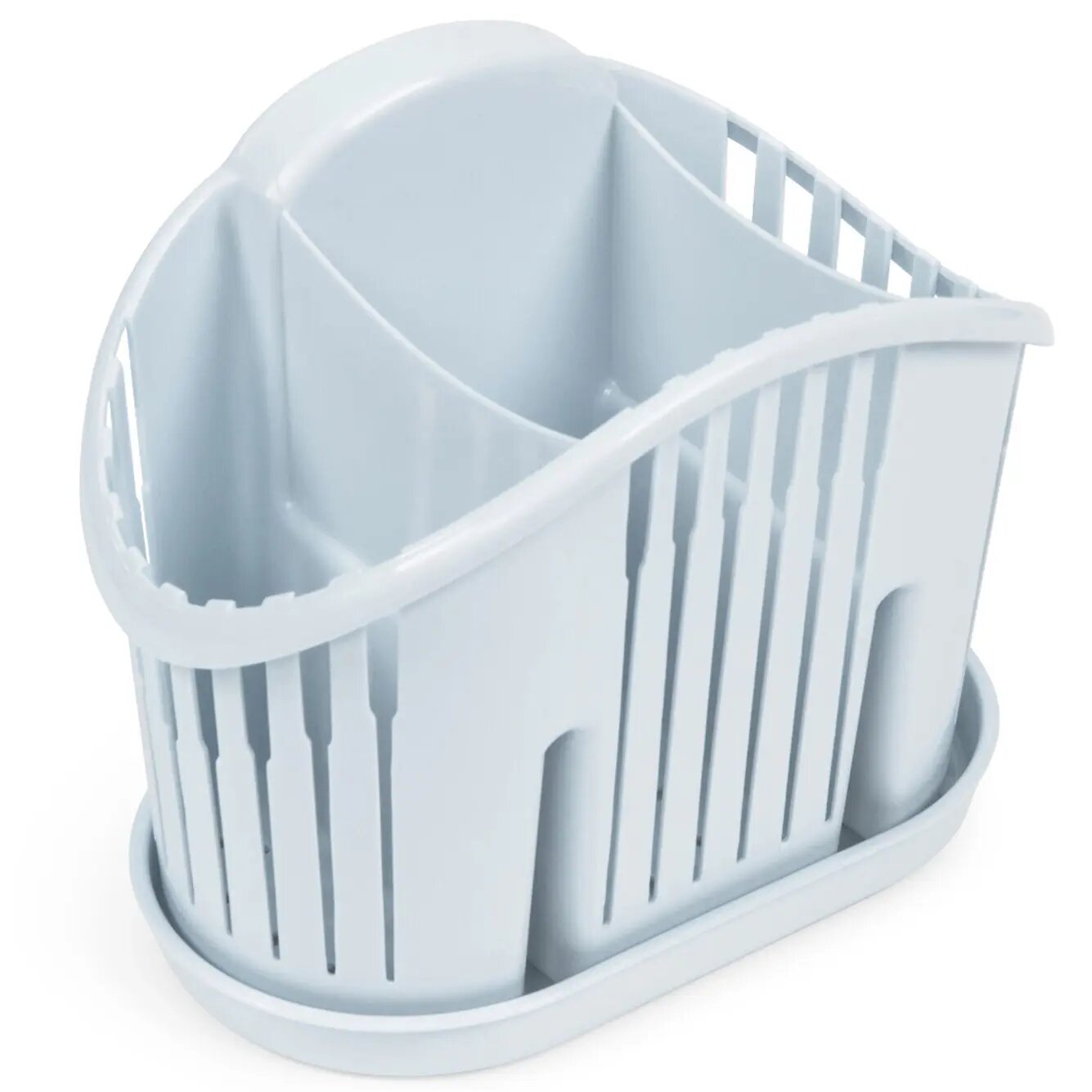 Сушилка для столовых приборов с 3 отделениями пластик светло-голубая