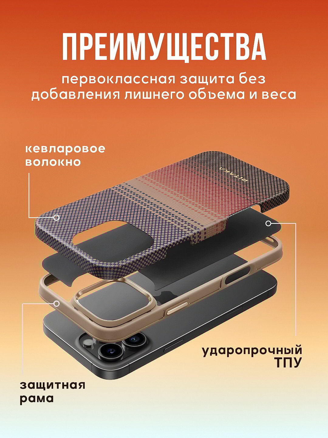 Чехол Pitaka для iphone 16 Pro, Pro Max, с Magsafe, противоударный, сверхпрочный, легкий — фото 1