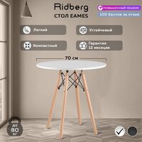 Стол обеденный круглый кухонный RIDBERG DSW EAMES 70x75 см, белый. Стол для кухни