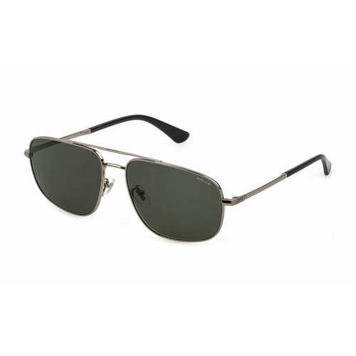 Солнцезащитные очки Police, прямоугольные, оправа: металл, для мужчин, серебряный