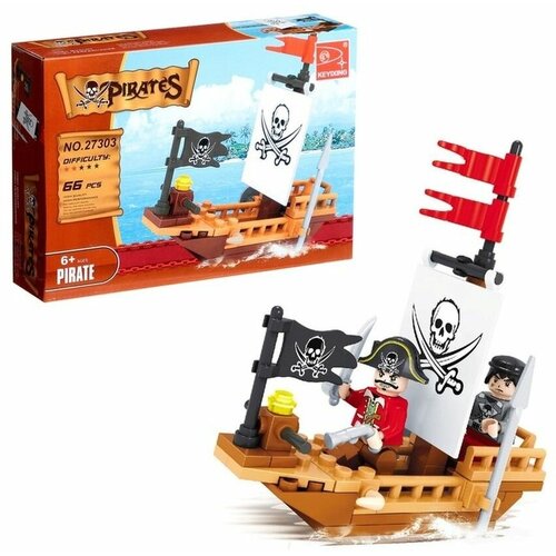 Конструктор «Пиратская лодка», 62-66 деталей, микс конструктор пиратская пристань