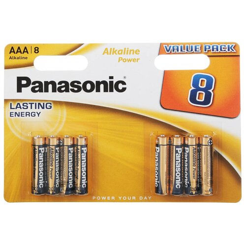 Батарейка Panasonic Alkaline Power AAA/LR03, в упаковке: 8 шт. батарейка energizer alkaline power aaa в упаковке 8 шт