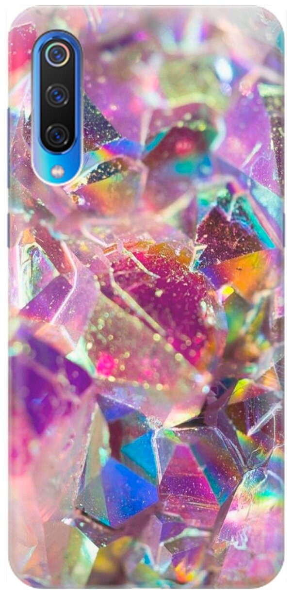 RE:PA Накладка Transparent для Xiaomi Mi 9 с принтом "Розовые кристаллы"