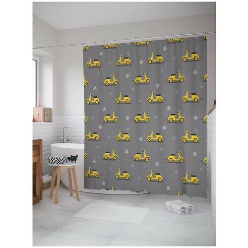 фото Штора для ванной joyarty желтый скутер 180х200 (sc-70486)