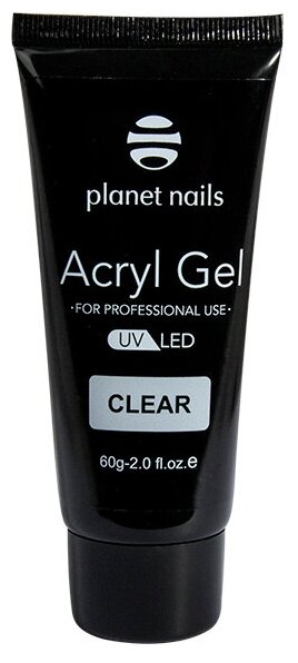 Planet Nails, Acryl Gel, Гель прозрачный, 60 г