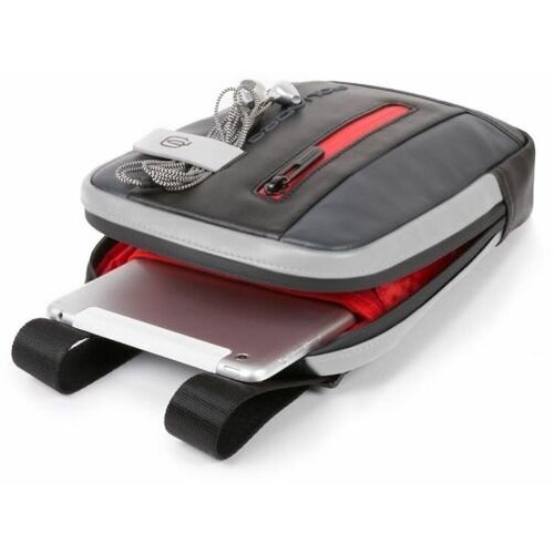 Сумка мессенджер PIQUADRO, черный/серый