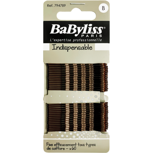Заколки-невидимки для волос BABYLISS PARIS коричневые, 60шт