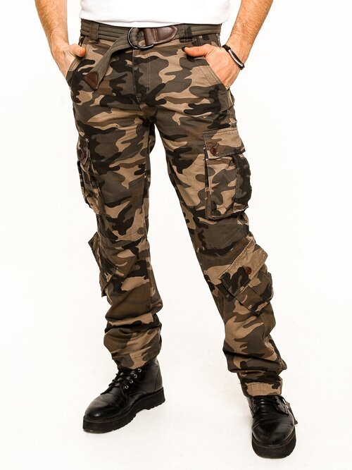 Брюки карго Armed Forces, милитари, прямой силуэт, карманы, с ремнем, размер 32, хаки, коричневый
