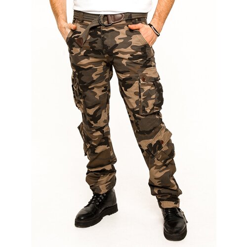 фото Брюки карго armed forces, милитари, прямой силуэт, карманы, с ремнем, размер 30, хаки, коричневый