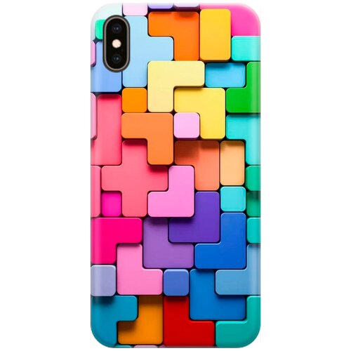 фото Ультратонкий силиконовый чехол-накладка для apple iphone xs max с принтом "паттерн из блоков" gosso