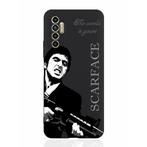 Чехол для смартфона Tecno Camon 17P черный силиконовый Scarface Tony Montana/ Лицо со шрамом