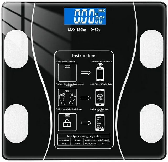 Напольные умные весы с управлением через телефон MGB Body Fat Scale, черный BFS-3