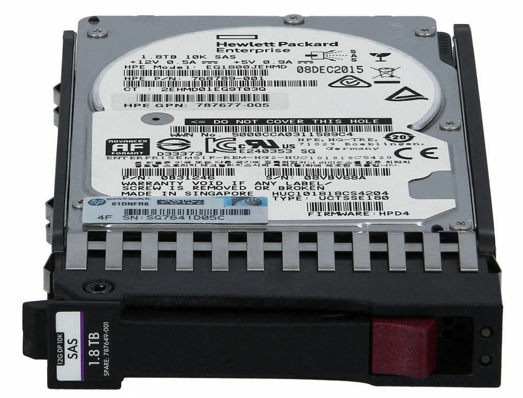 Жесткий диск HP MSA SAS 1,8Тб 2.5" 10000 rpm (J9F49A, 787649-001)
