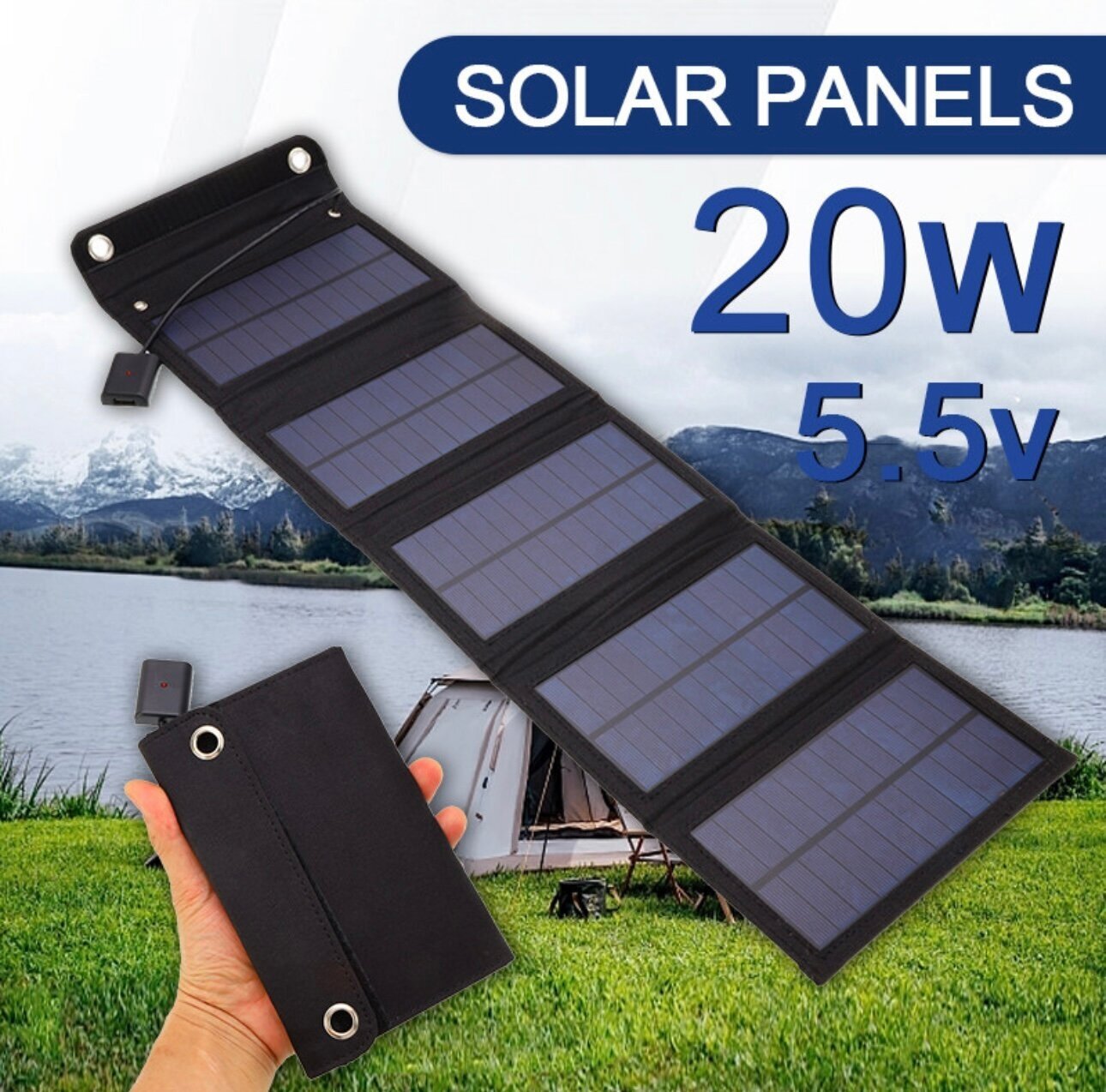 Солнечная батарея портативная складная панель 20Вт 5В 2A Cewaal - фотография № 2