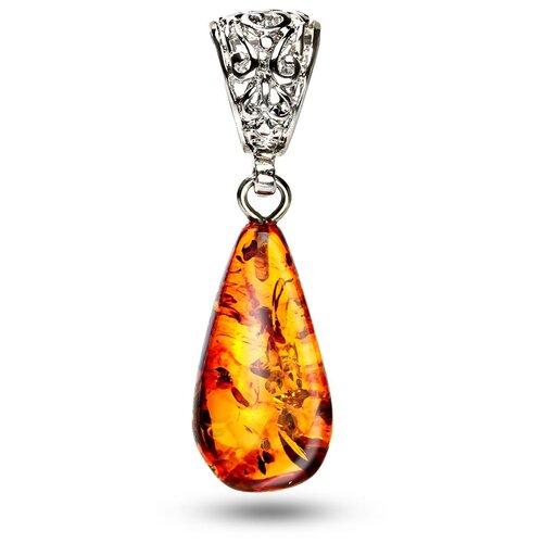 Подвеска бижутерная коньячный янтарь капля