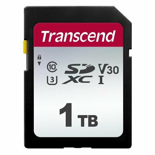 Карта памяти SDXC UHS-I U3 Transcend 300S 1024 ГБ, 100 МБ/с, Class 10, TS1TSDC300S, 1 шт, без адаптера