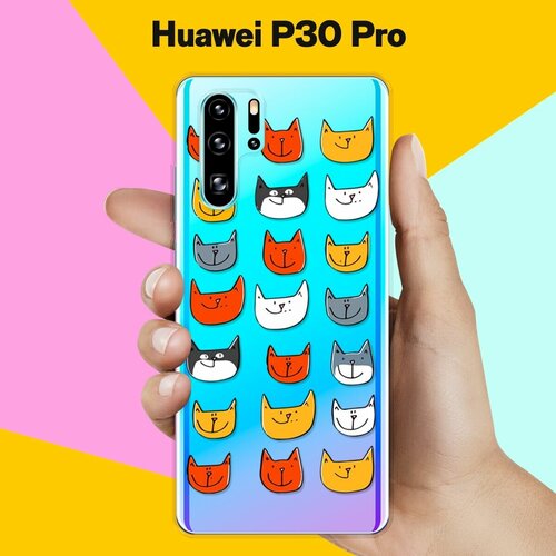 Силиконовый чехол Узор из котов на Huawei P30 Pro силиконовый чехол узор из ёжиков на huawei p30 pro