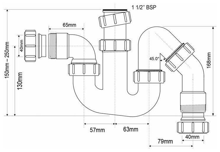 5395 Сифон трубный P/S-образный (1 1/2х40мм) - фотография № 2