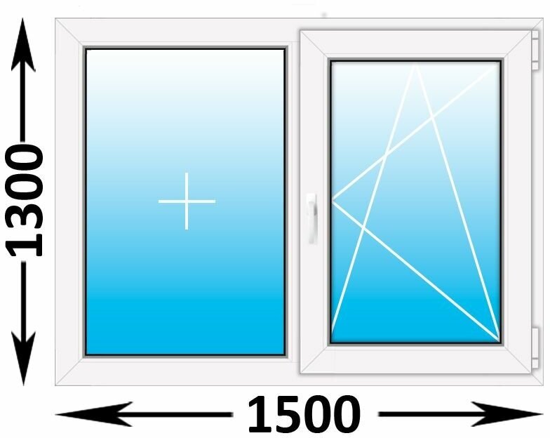 Пластиковое окно Veka WHS 60 двухстворчатое 1500x1300 (ширина Х высота) (1500Х1300)