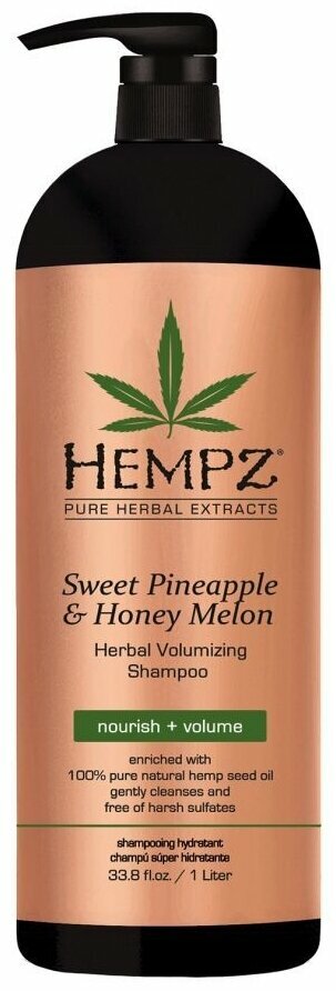 Hempz Sweet Pineapple Honey Melon Volumizing Shampoo - Шампунь растительный Ананас и Медовая Дыня для придания объёма 1000 мл
