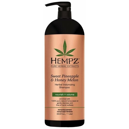 Hempz Sweet Pineapple Honey Melon Volumizing Shampoo - Шампунь растительный Ананас и Медовая Дыня для придания объёма 1000 мл hempz кондиционер растительный ананас и медовая дыня для придания объёма 250 мл