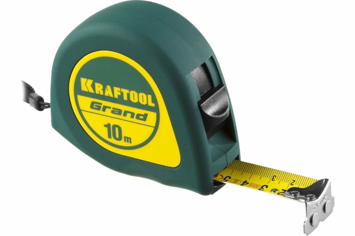 Рулетка KRAFTOOL Grand 10м/25мм, обрезиненный пластиковый корпус 34022-10-25