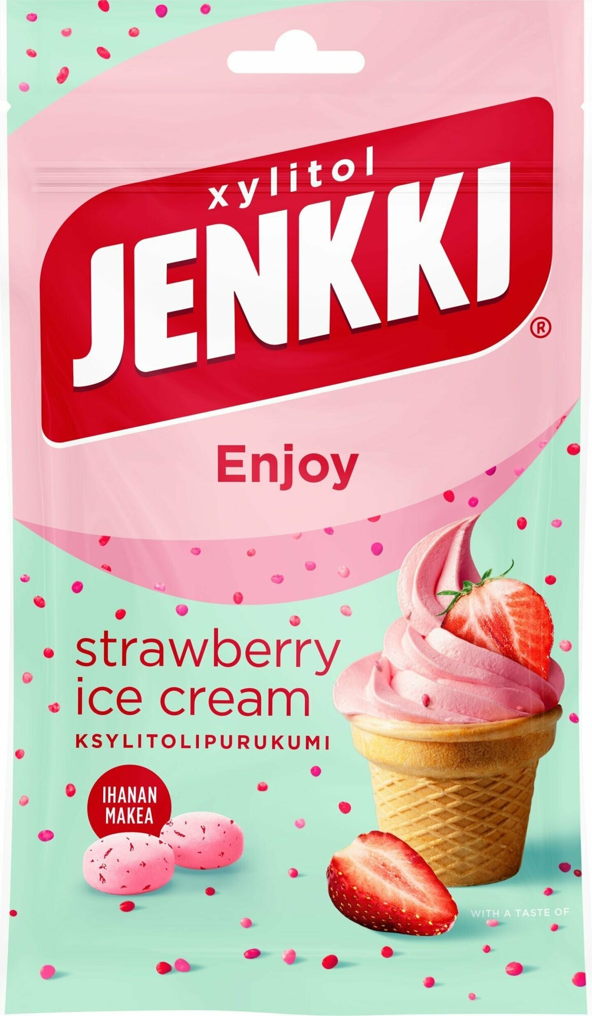 Жевательная резинка Jenkki Enjoy Клубничное мороженое 70 г (из Финляндии)