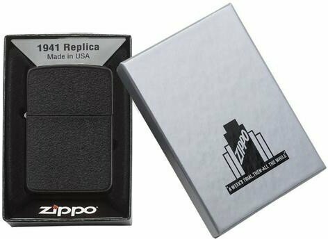 Зажигалка ZIPPO 1941 Replica, латунь с покрытием Black Crackle, черный, матовая, 38x13x57 мм