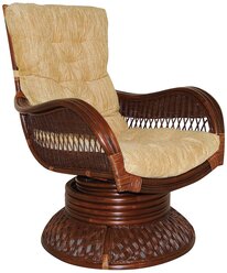 Кресло-качалка Tetchair ANDREA Relax Medium, с подушкой, античн. орех, Ткань рубчик, creamy