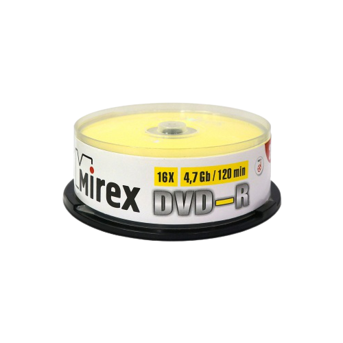 комплект 5 упаковок носители информации dvd r printable 16x mirex cake 25 ul130028a1m Диск DVD-RMirex4,7Gb 16x, 25 шт.