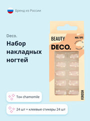 Набор накладных ногтей DECO. FEROSH (24 шт + клеевые стикеры 24 шт) chamomile