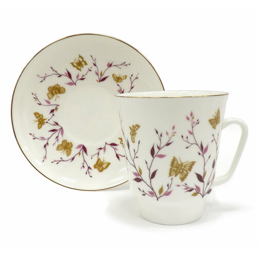 Чашка с блюдцем ИФЗ Майская, Розовые веточки, 165мл 81.13735.00.1