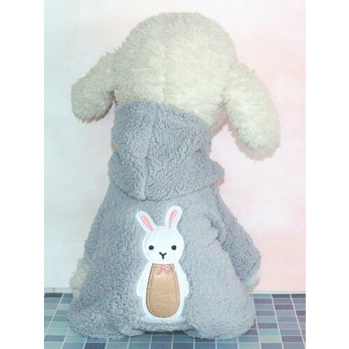 Плюшевый комбинезон теплая зимняя одежда для собак Бело-серый зайчик размер XХL