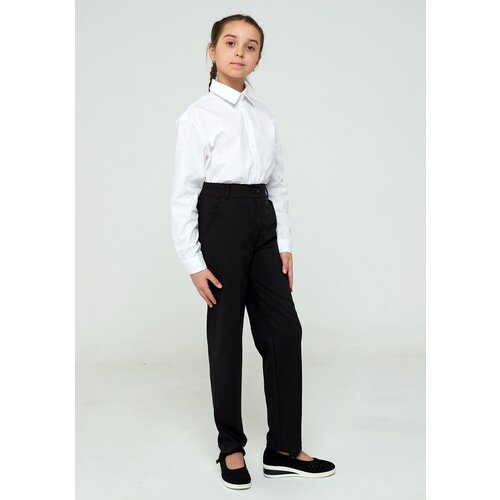фото Школьные брюки карго irina egorova, классический стиль, карманы, размер 134, черный