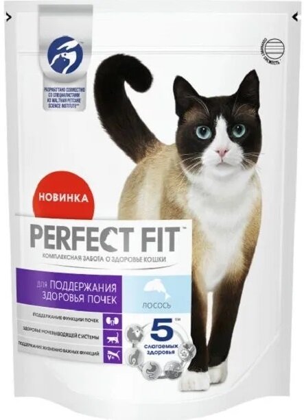 Сухой корм PERFECT FIT™ «Здоровье почек» для взрослых кошек с лососем, 2.5кг