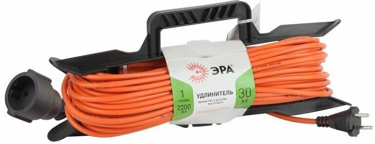 Удлинитель-шнур на рамке 1х30м без заземл. 10А IP20 UFx-1-2х1.0-30m ПВС 2х1 Эра Б0043041