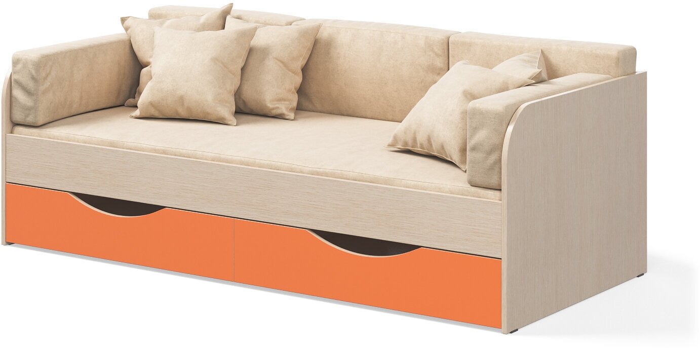 фото Одноярусная кровать Seven dreams Belden с ящиками цвет дуб млечный розовый