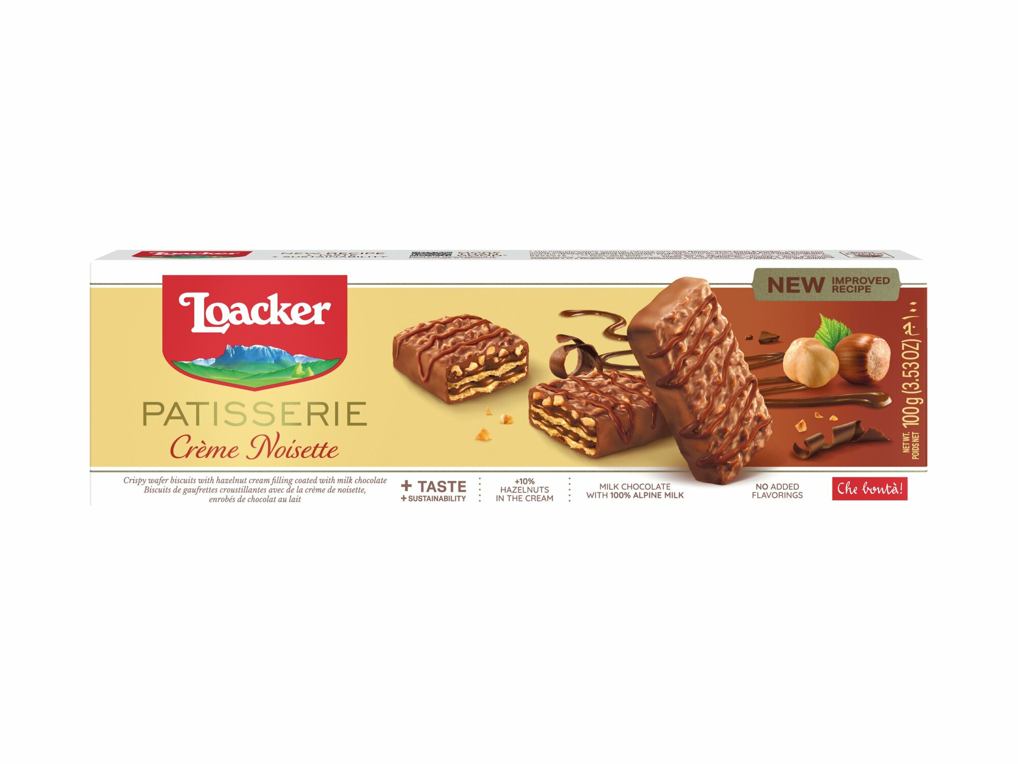 Loacker вафли Гран Пастицерия с лесным орехом в мол. шоколаде 100г