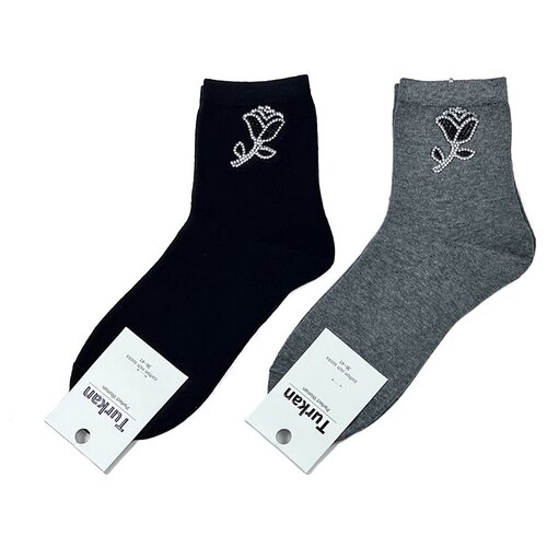 Носки Turkan, 2 пары, размер 36-41, черный, серый носки turkan 2 пары размер 36 41 черный