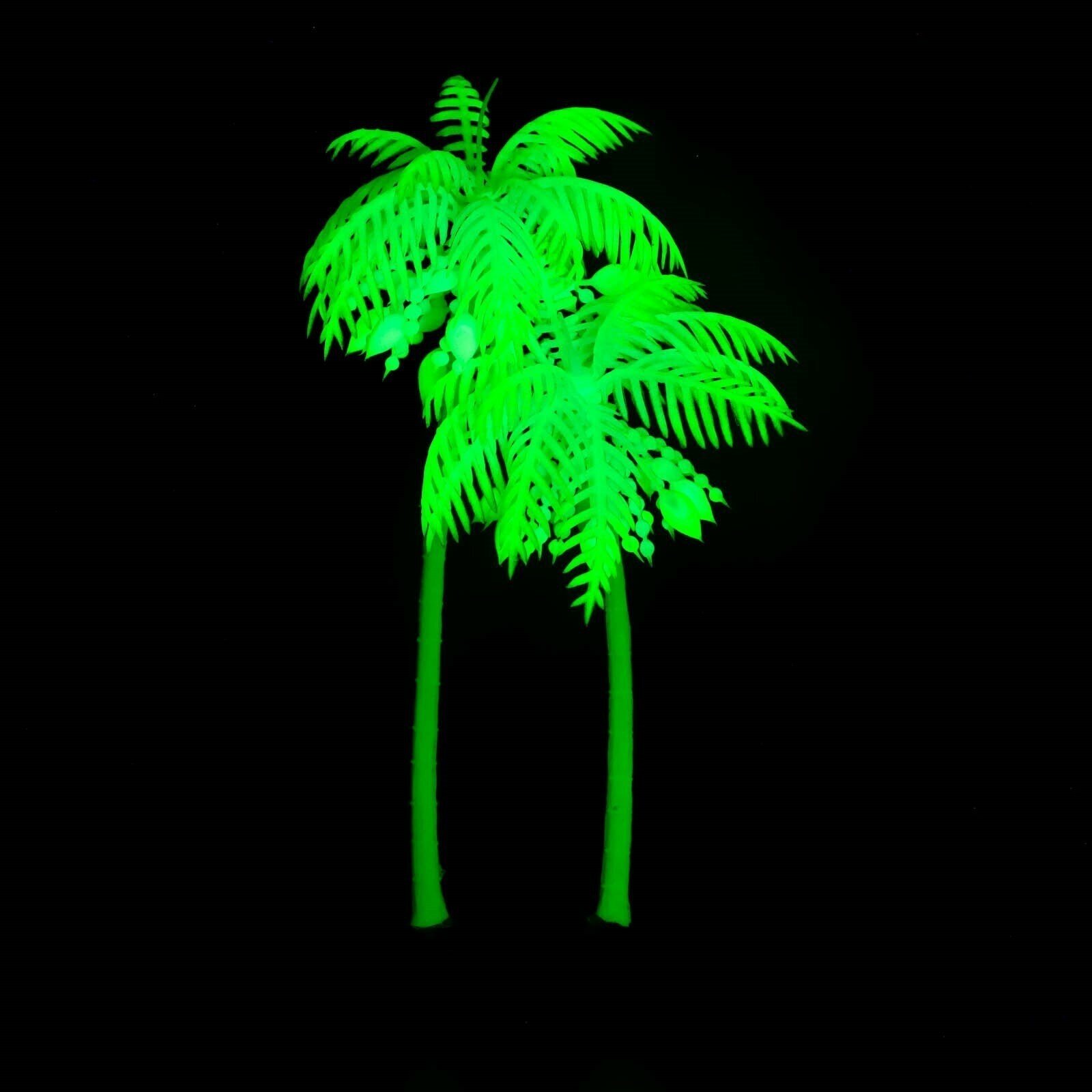 Растение искусственное аквариумное "Пальма", светящееся, 18 см, зелёное (1шт.)
