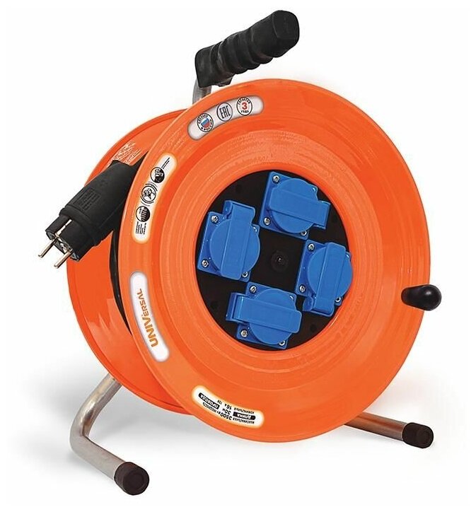 Удлинитель на катушке 4х30м с заземл. 16А IP44 ВЕМ-259 КГ 3х1.5 термозащита с защ. крышкой UNIVersal 9632972