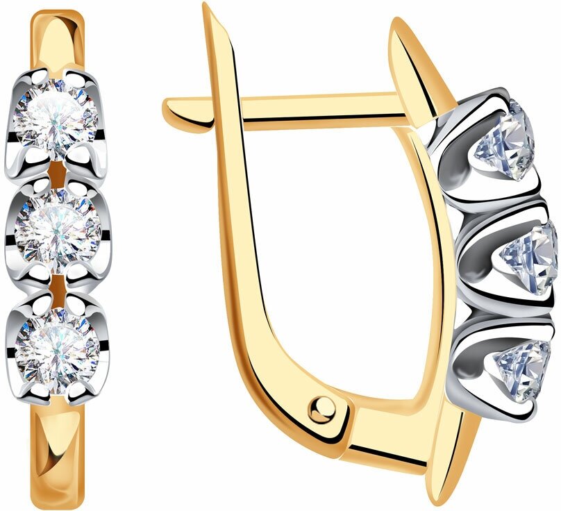 Серьги Diamant online, золото, 585 проба, кристаллы Swarovski