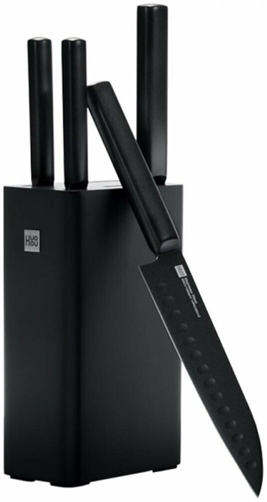 Набор Xiaomi Knife Black HU0076, 4 ножа с подставкой, черный
