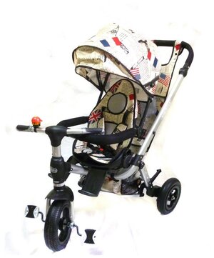 Велосипед 3-х колесный "BabyStyle" (бежевый/мультиколор) надувные колеса