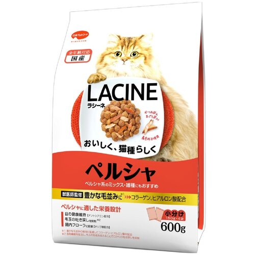 Монопородный корм Japan Premium Pet LACINE на основе морского коллагена для персидских кошек с гиалуроном и олигосахаридами для мягкого и густого подшёрстка и улучшения пищеварения с дополнительной функцией вывода шерсти. Для всех возрастов. Тихоокеанский тунец и японский цыплёнок, 600 г