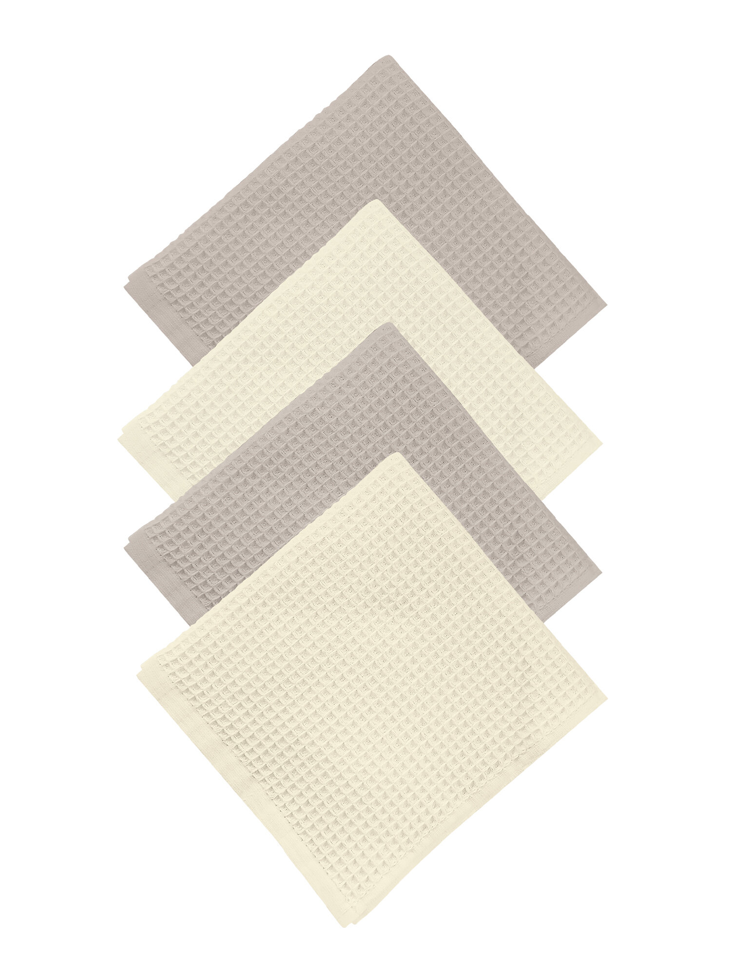 Комплект вафельных полотенец 40х60 (4 шт.) "Унисон" ecru/beige - фотография № 7