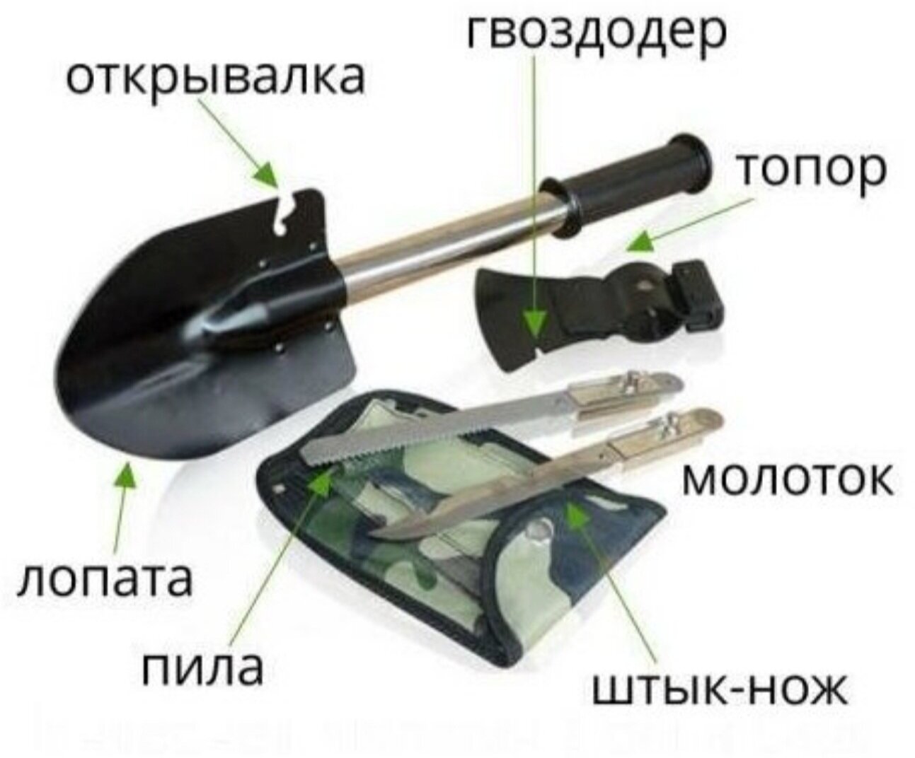 Лопаты Для Грунта Многофункциональная складная Чудо лопата 7в1 мультитул туристический