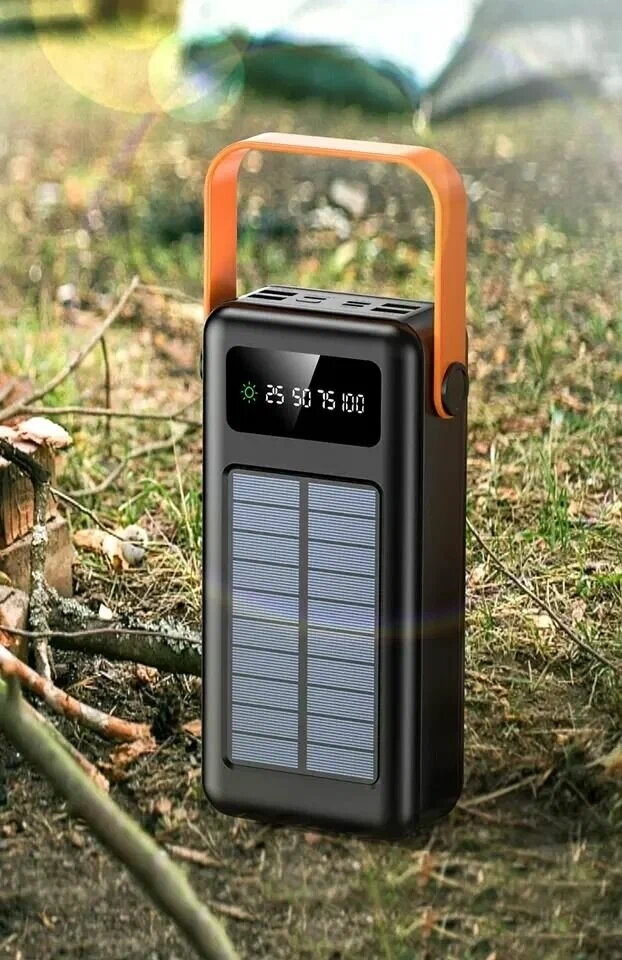 Внешний аккумулятор для телефона, зарядное устройство повербанк, power bank с солнечной батареей, powerbank 60000 mah быстрая зарядка