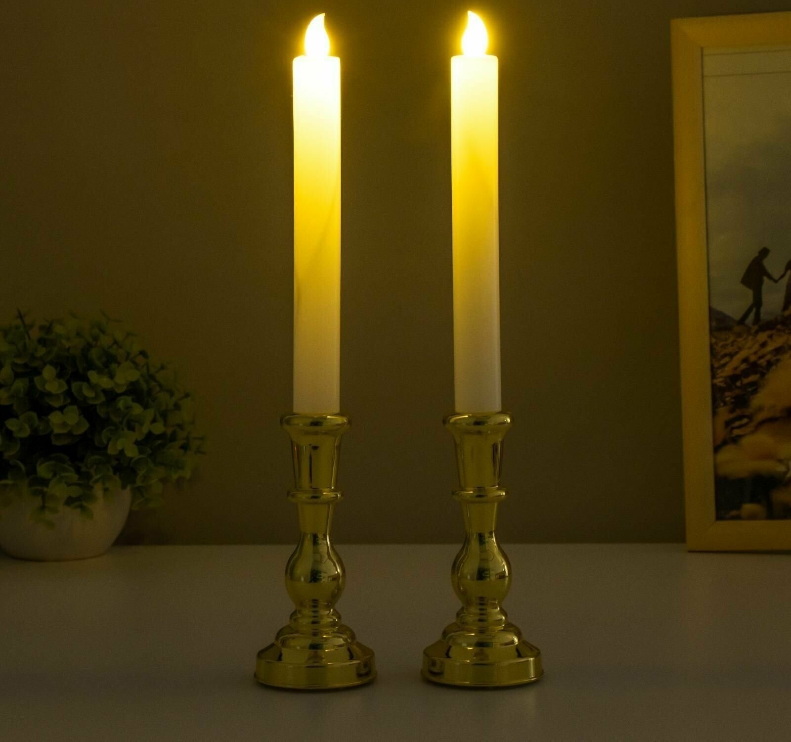 Ночник "Свечи" LED от батареек золото 5,5х5,5х30 см - фотография № 2